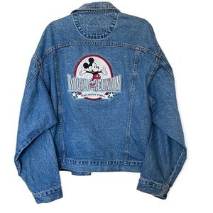 Vintage 1996 Walt Disney World Reunion Denim Jean Jacket Mens XL